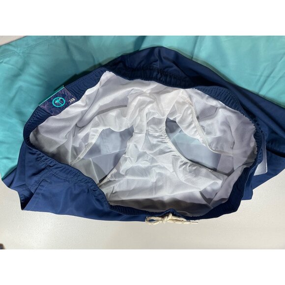 Trinity Coast Mens 3XB Swim Shorts Blue & Aqua Color Block Elastic Waist - Picture 12 of 13